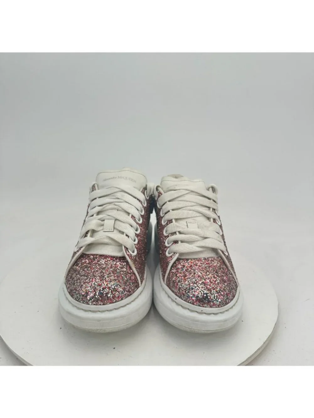 Alexander McQueen Larry Oversized Women Sz EU 37 US 7 Pink Glitter Platform Shoe